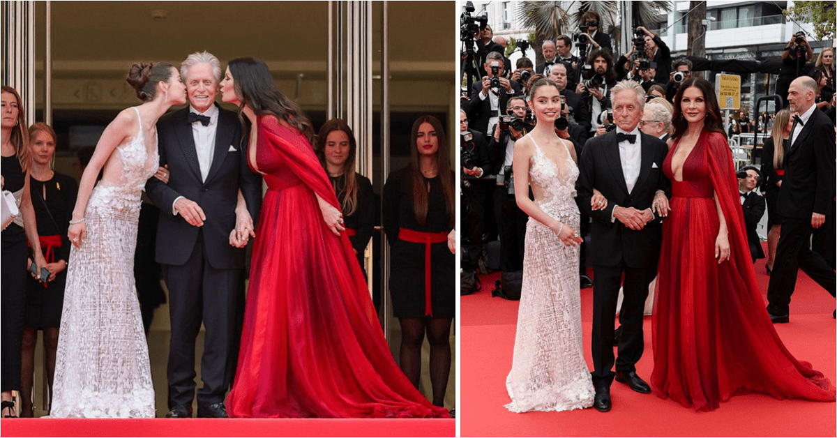Michael Douglas, Catherine Zeta-Jones, Carys Douglas walk Cannes red carpet