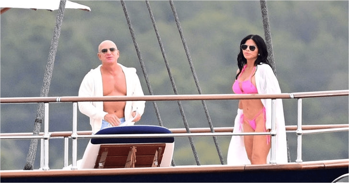 Jeff Bezos and Lauren Sanchez Tanning on Deck of New $500M Superyacht