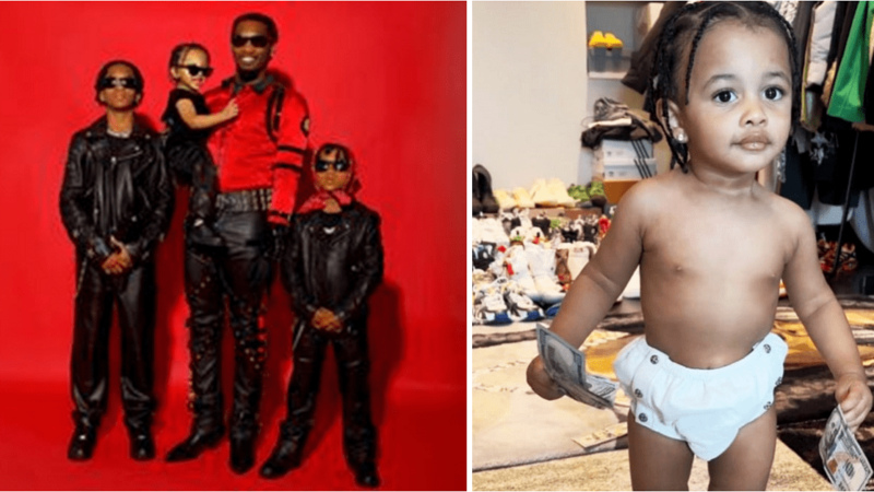Cardi B and Offset’s Son Wave Plays With $100 Bills While Rocking a Diaper and Diamond Earrings