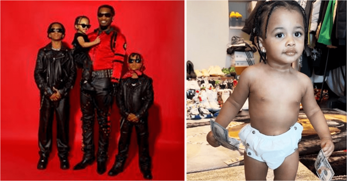 Cardi B and Offset’s Son Wave Plays With $100 Bills While Rocking a Diaper and Diamond Earrings
